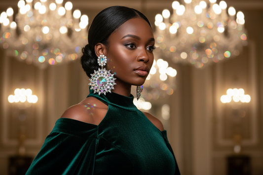 “Karlie” Geometric Crystal Rhinestone Statement Pierced Earrings