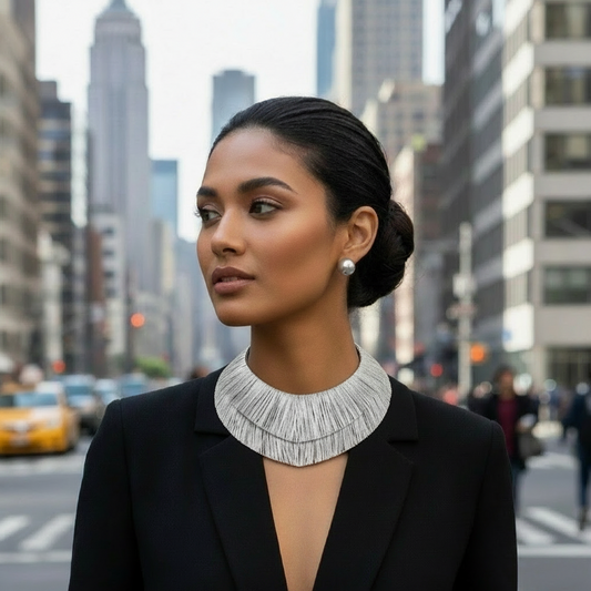 “All Wired Up” Silver Wire Wrapped Choker Necklace Set