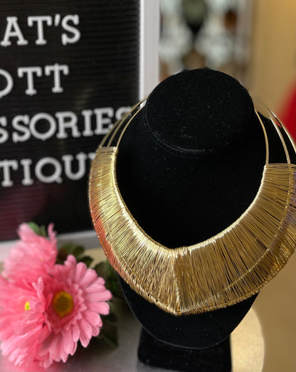 “All Wired Up” Gold Wire Wrapped Choker Necklace Set