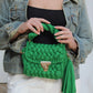 “Brunch Ready” Kelly Green Woven Crocheted Handbag