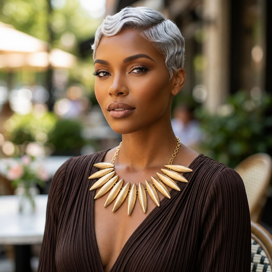 Egyptian Collar Matte Gold Fanned Necklace