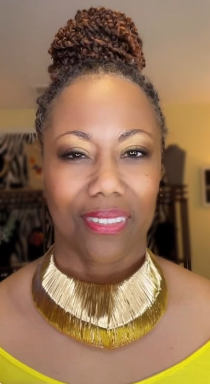 “All Wired Up” Gold Wire Wrapped Choker Necklace Set