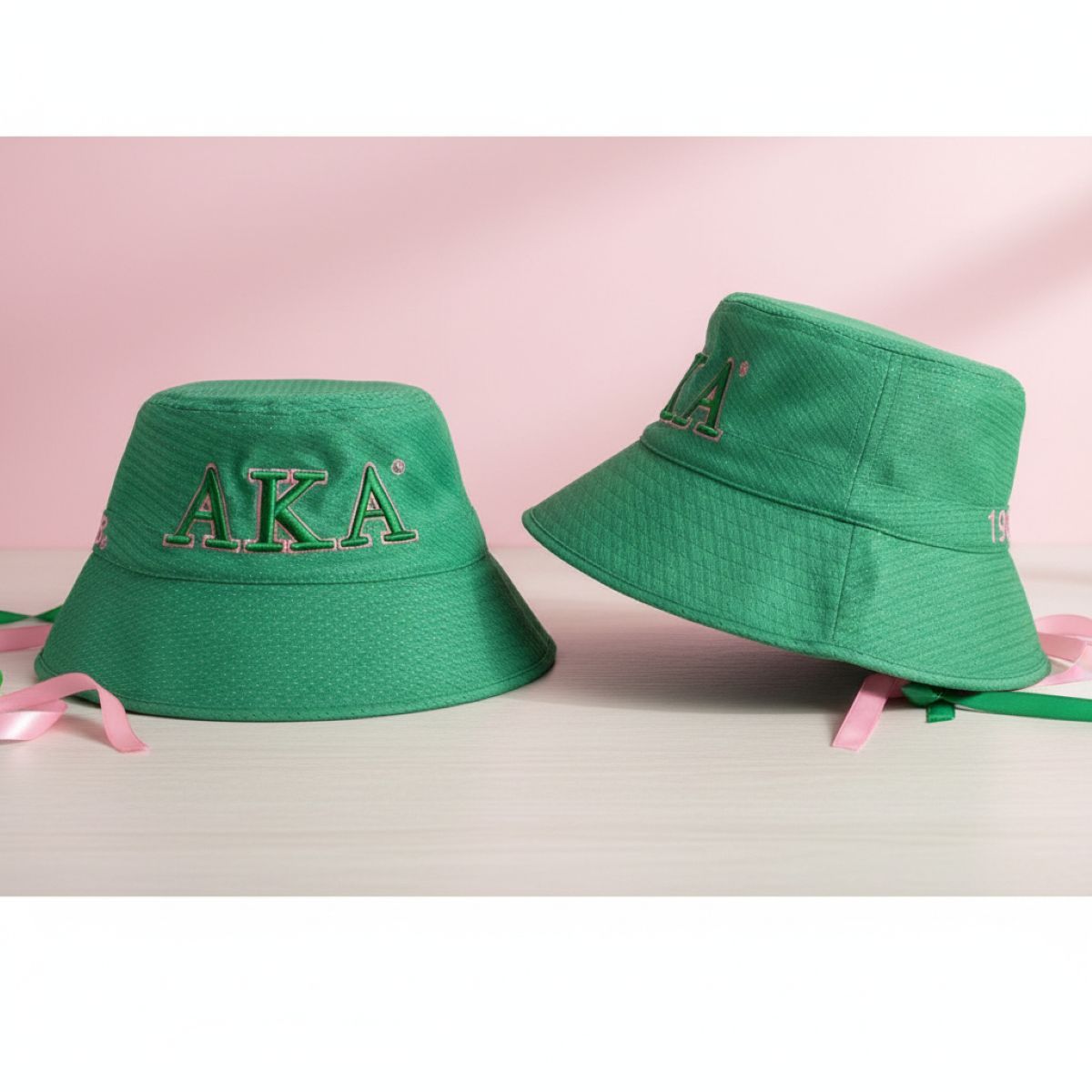 AKA Sorority Green Mesh Embroidered Bucket Hat