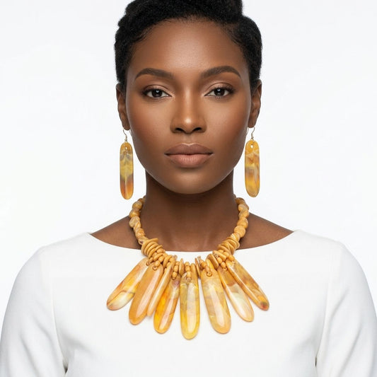Bib Yellow Resin Drops Tropical Getaway Necklace