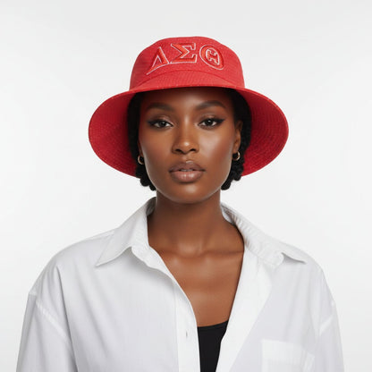 DST 1913 Sorority Red Mesh Embroidered Bucket Hat
