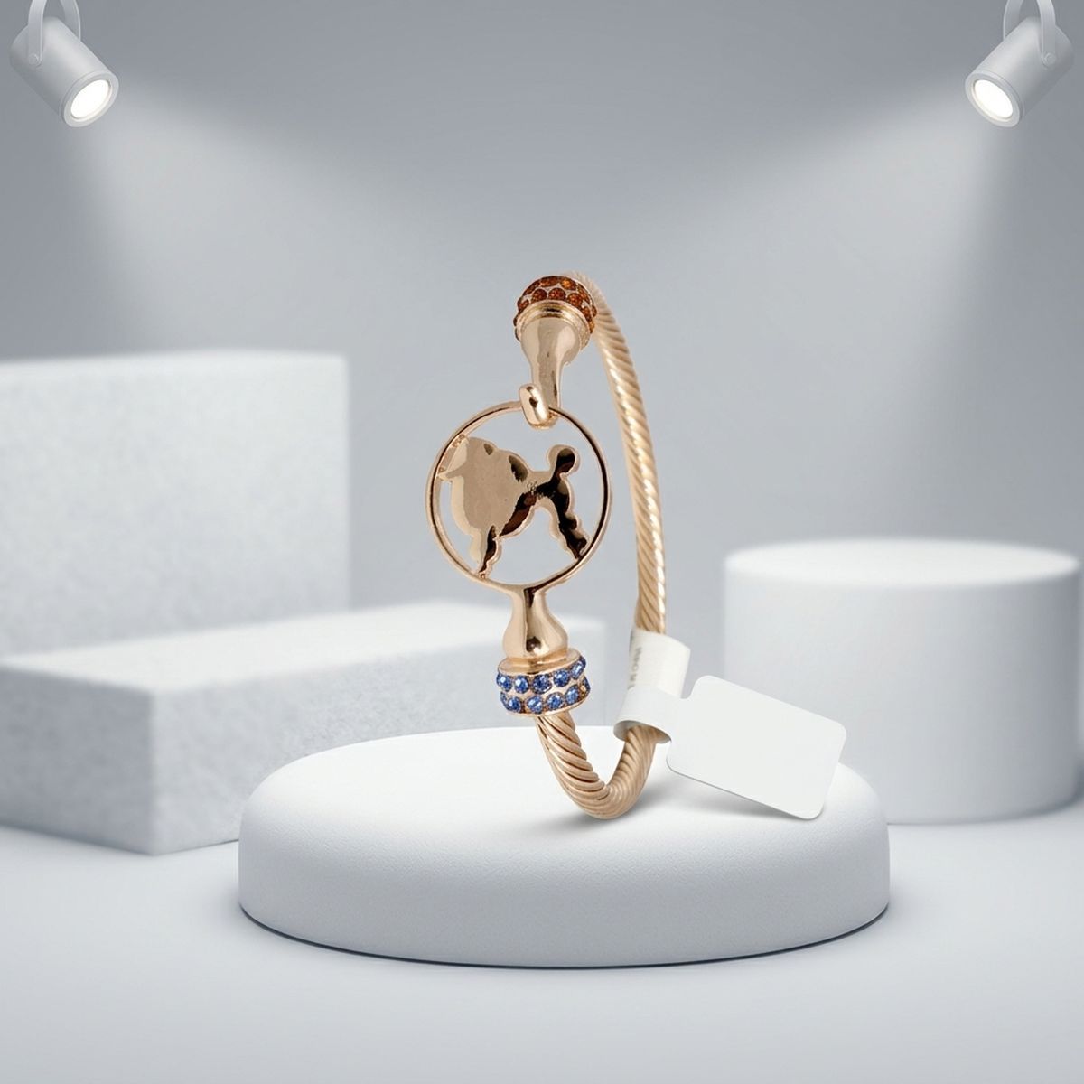 SGRho Gold Cable Crest Bangle
