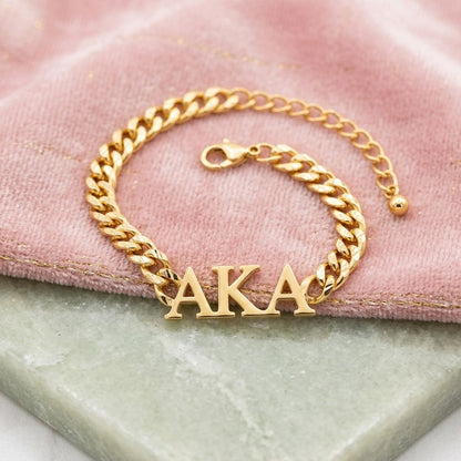 AKA Sorority Gold Chain Greek Letter Bracelet