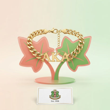 AKA Sorority Gold Chain Greek Letter Bracelet