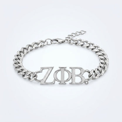 ZPB Sorority Silver Chain Greek Letter Bracelet