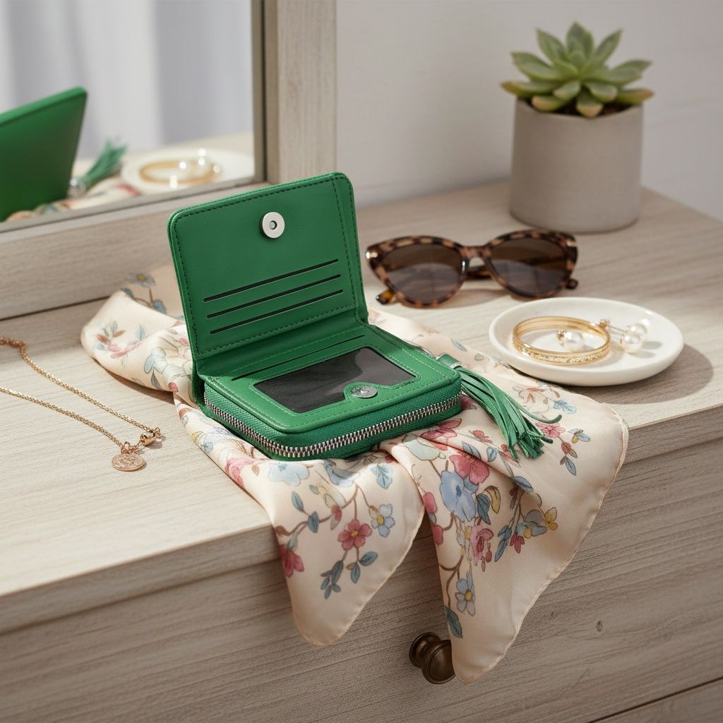 AKA Green Tassel Keychain Zipper Wallet Updated