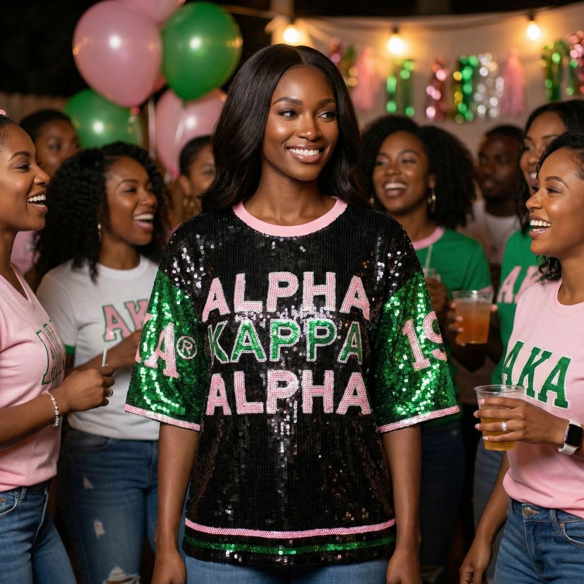 Alpha Kappa Alpha Black Sequin Jersey Shirt