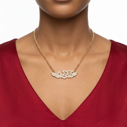 DST Winged Bling Pendant Gold Chain Necklace