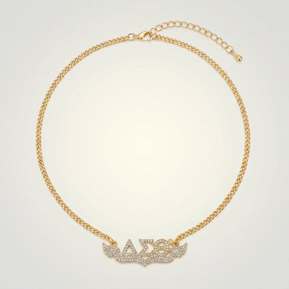 DST Winged Bling Pendant Gold Chain Necklace