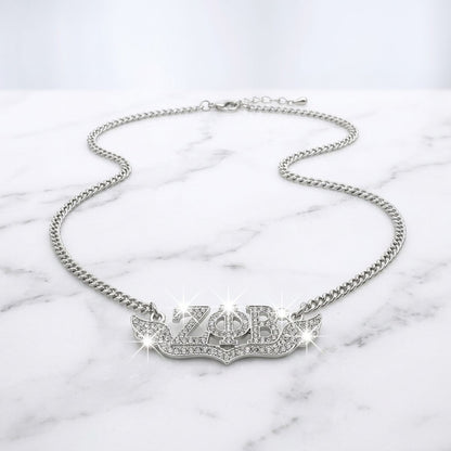 ZPB Winged Bling Pendant Silver Chain Necklace