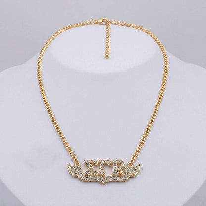SGRHO Winged Bling Pendant Gold Chain Necklace