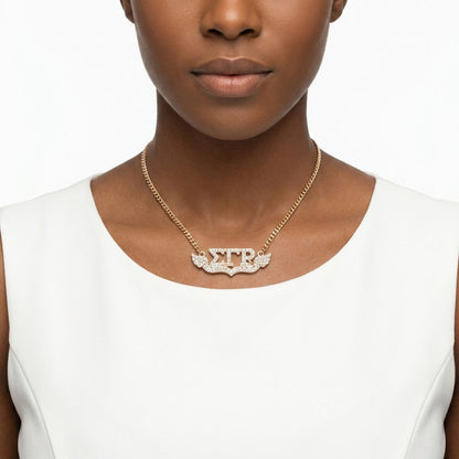 SGRHO Winged Bling Pendant Gold Chain Necklace