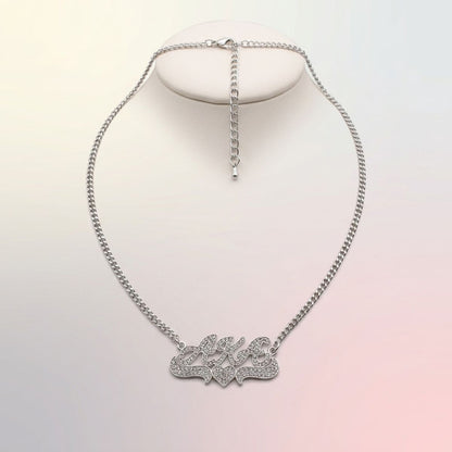 AKA Heart Bling Pendant Silver Chain Necklace