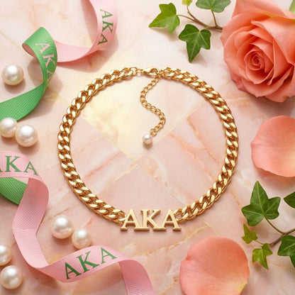 AKA Sorority Gold Chain Greek Letter Necklace