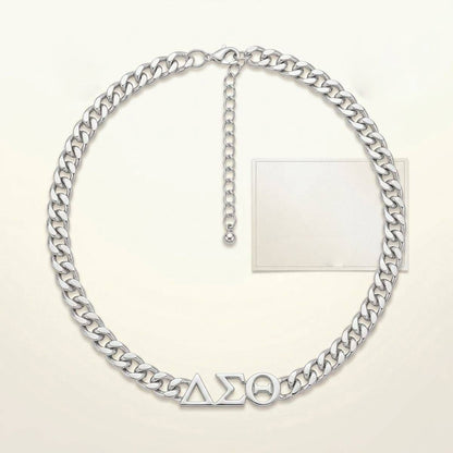 DST Sorority Silver Chain Greek Letter Necklace