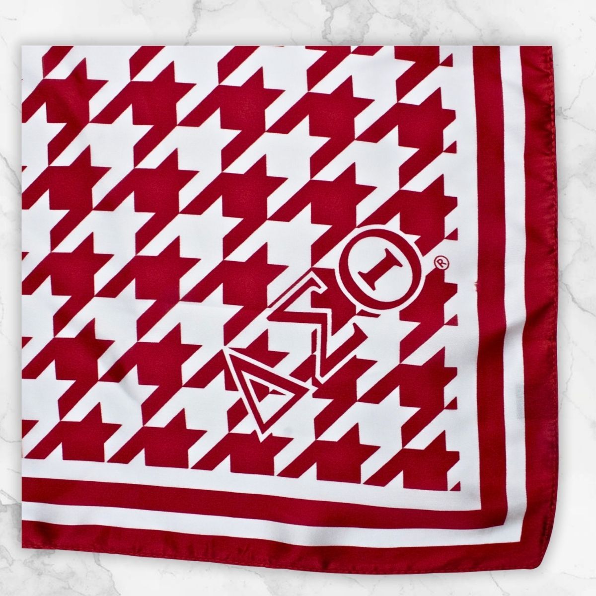 DST Red White Houndstooth Square Sorority Scarf
