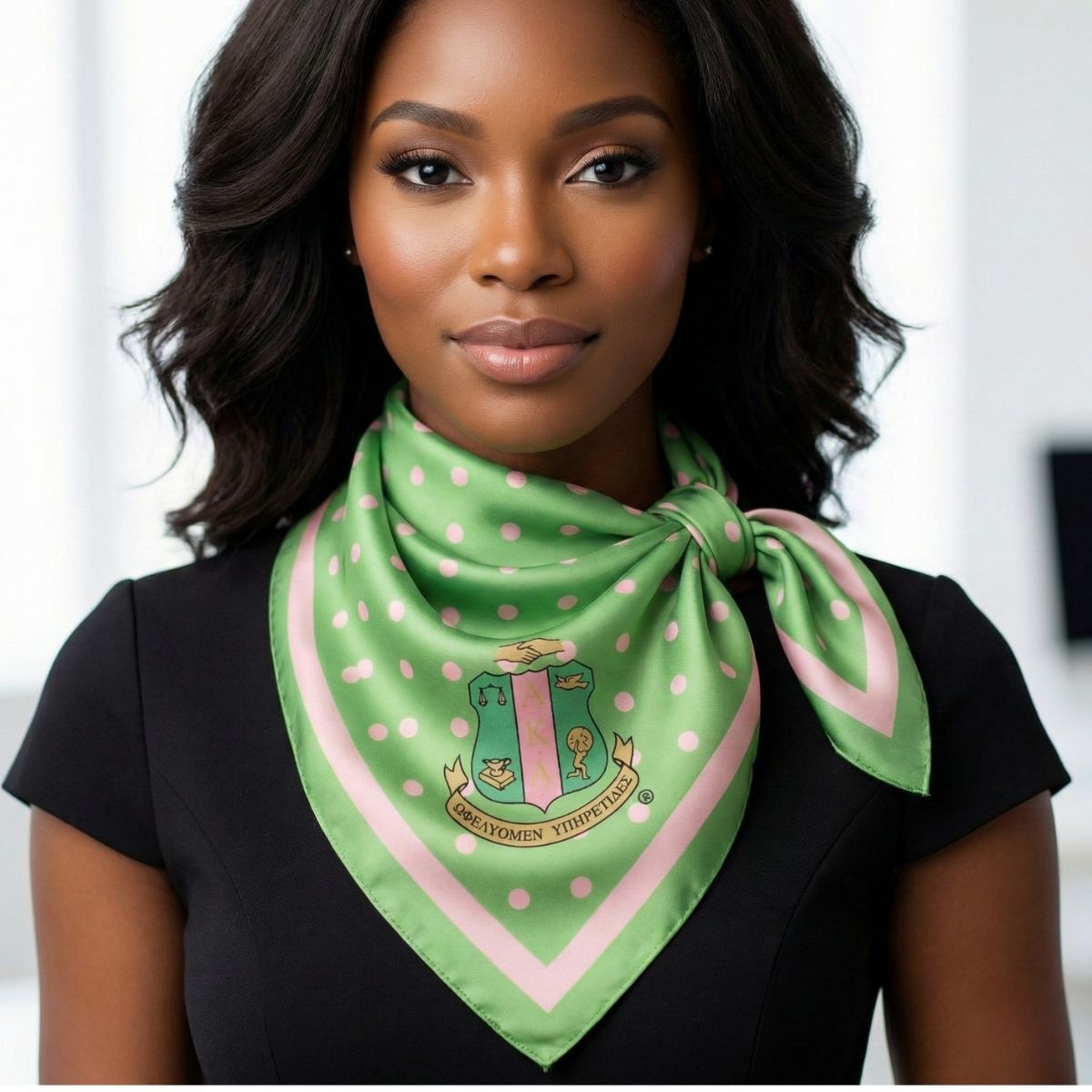 AKA Green Polka Dot Square Sorority Scarf