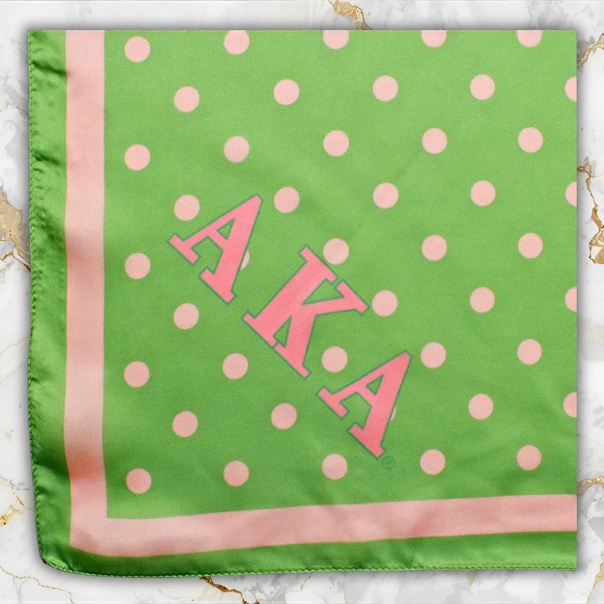 AKA Green Polka Dot Square Sorority Scarf