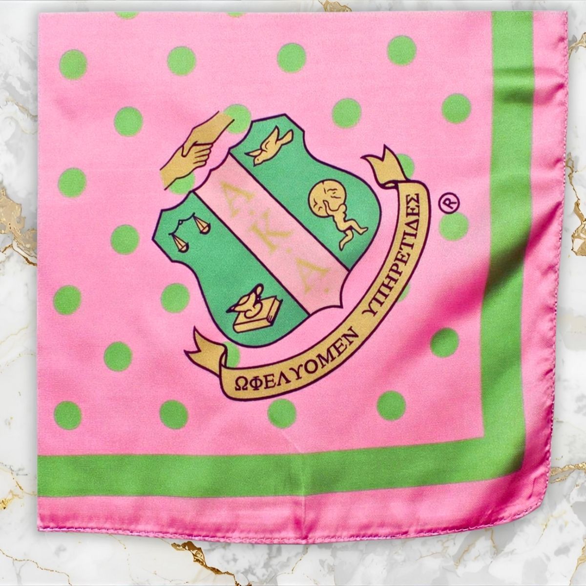 AKA Pink Polka Dot Square Sorority Scarf