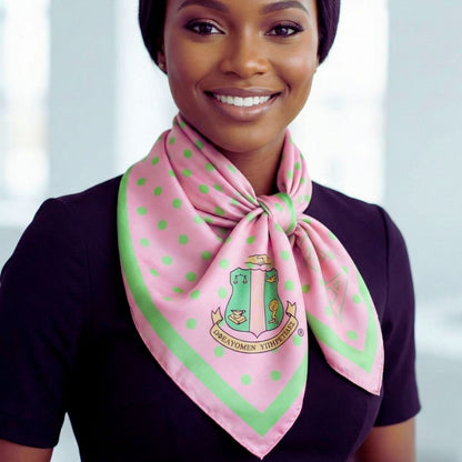 AKA Pink Polka Dot Square Sorority Scarf