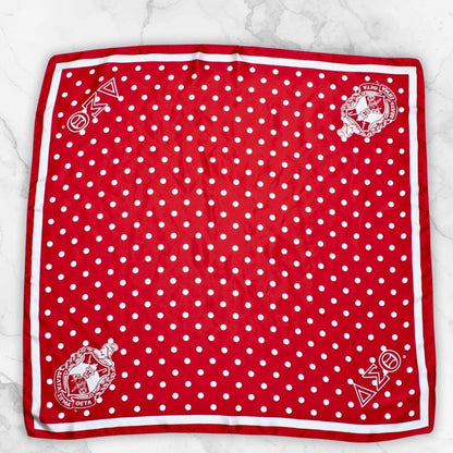 DST Red and White Polka Dot Square Sorority Scarf