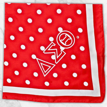 DST Red and White Polka Dot Square Sorority Scarf