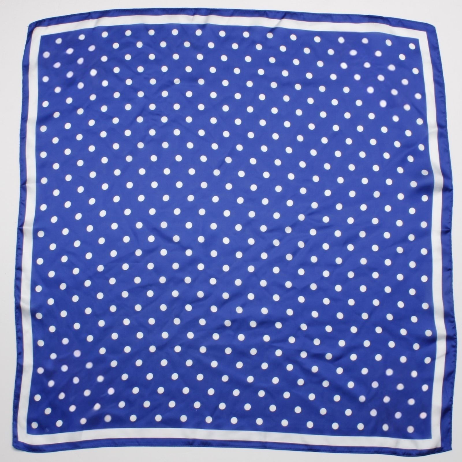 Blue and White Polka Dot Silky Square Scarf ZPB
