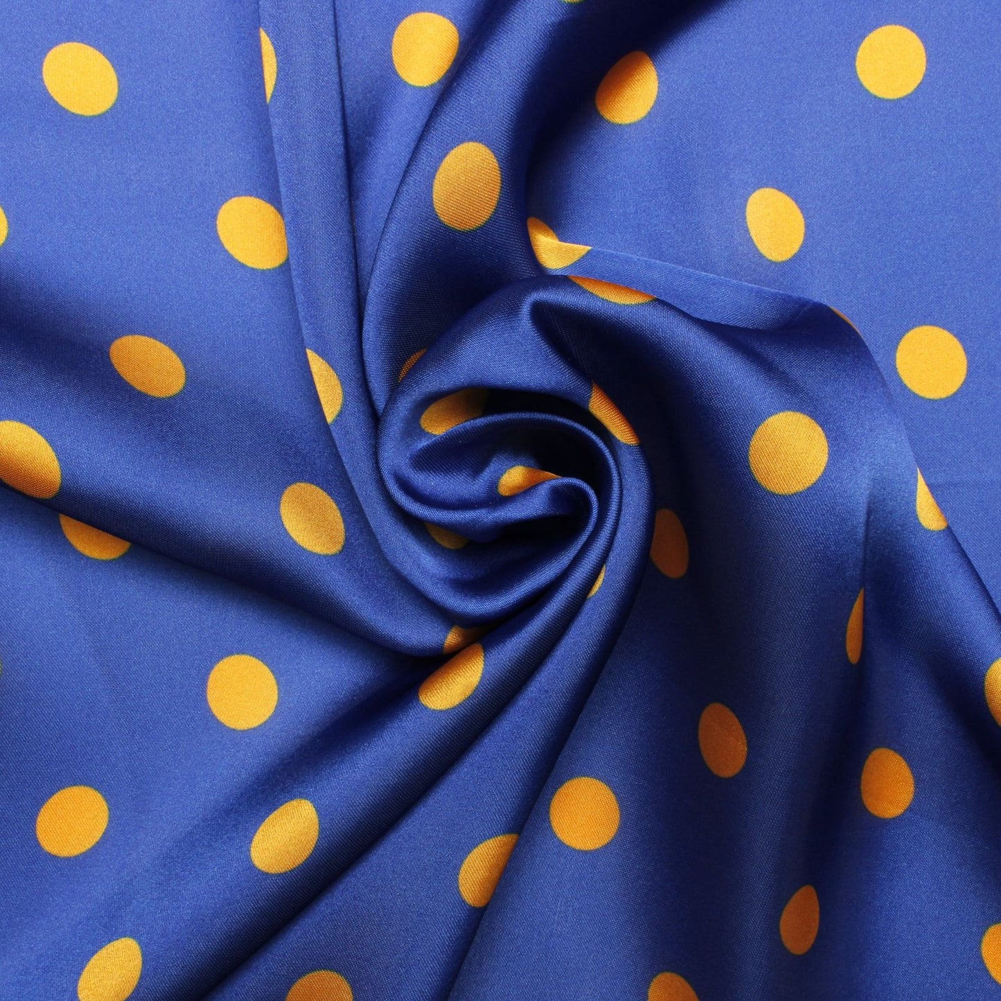 Blue and Yellow Polka Dot Silky Square Scarf SGRHO