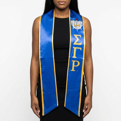 SGRHO Print Legacy Honor Stole in Blue with Gold
