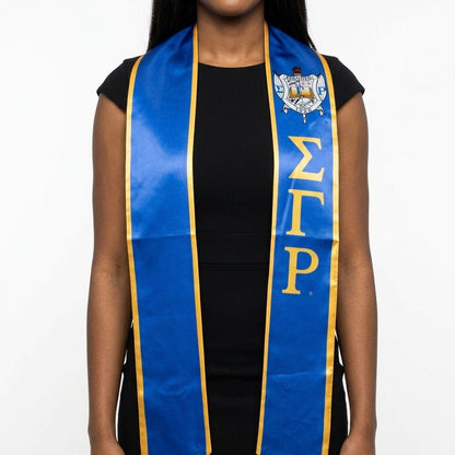 SGRHO Print Legacy Honor Stole in Blue with Gold