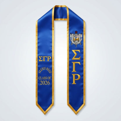 SGRHO Print Legacy Honor Stole in Blue with Gold