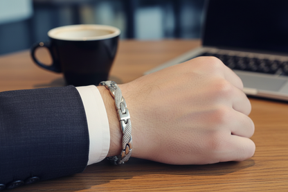 Unisex Silver Titanium Magnetic Bracelet