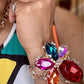 “Harper” Multi Color Crystal Flower Hinge Cuff Bracelet