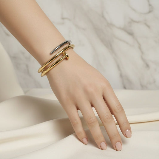 Bangle Mixed Metal Wrapped Nail Hinge Bracelet