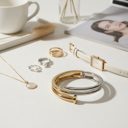 Bangle Mixed Metal Wrapped Nail Hinge Bracelet