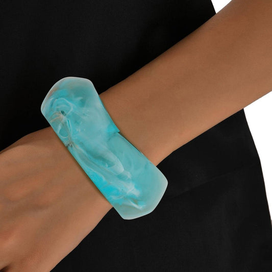 Bangle Turquoise Marbled Chunky Retro Bracelet