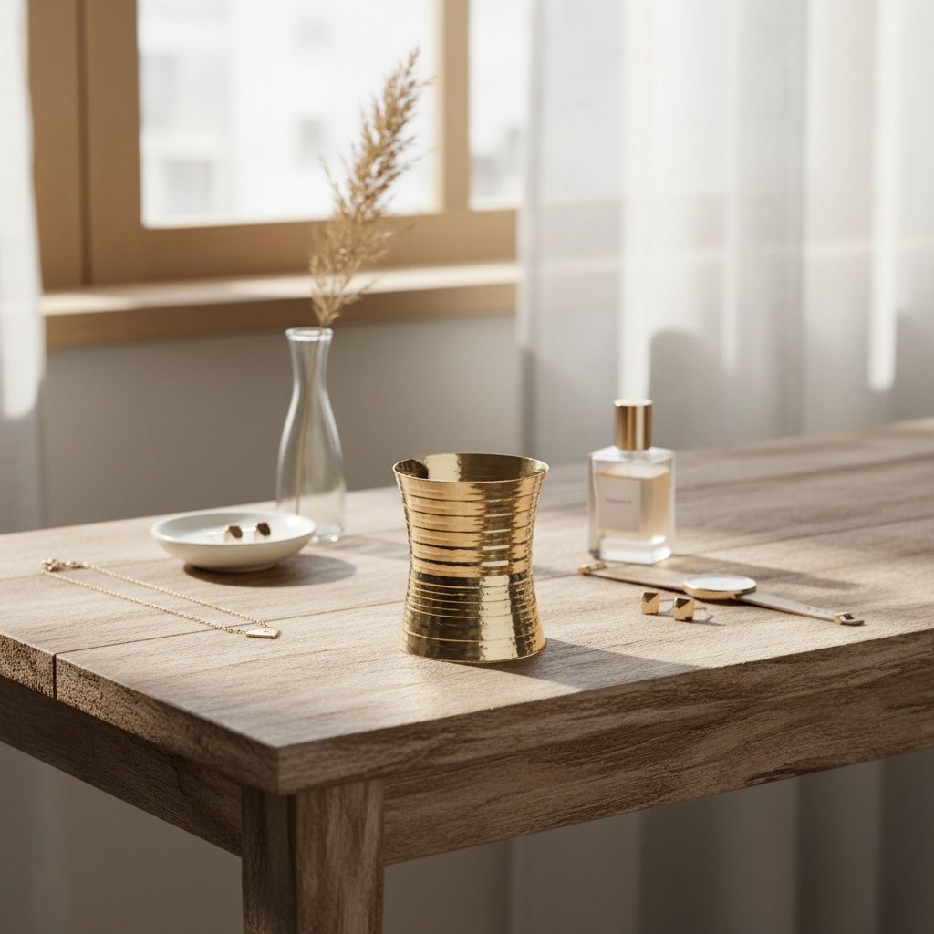 Long Cuff Gold Metal Stripe Embossed Bracelet