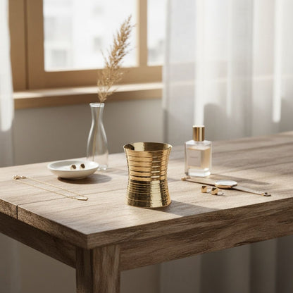 Long Cuff Gold Metal Stripe Embossed Bracelet