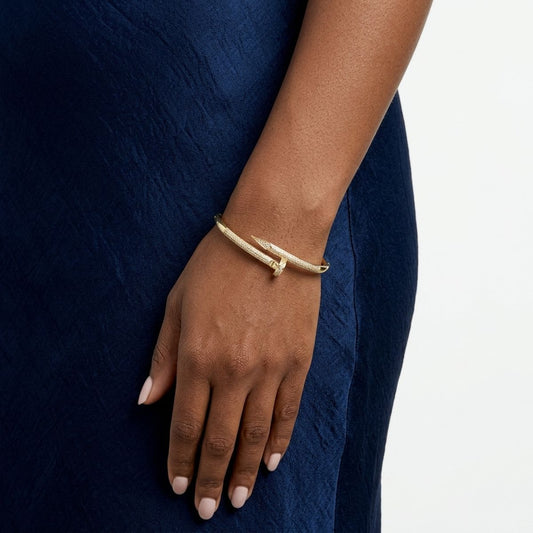 Bangle Sleek Gold Wrapped Nail CZ Bracelet