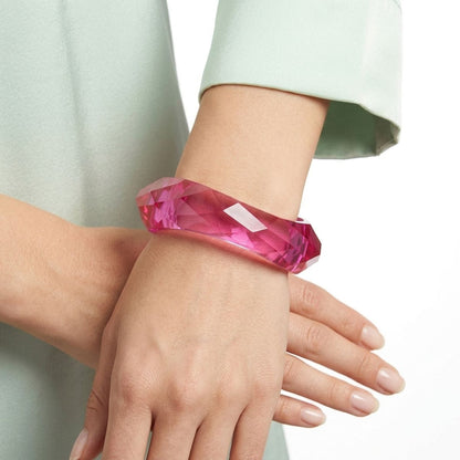 Bangle Transparent Pink Prism Wave Facet Bracelet