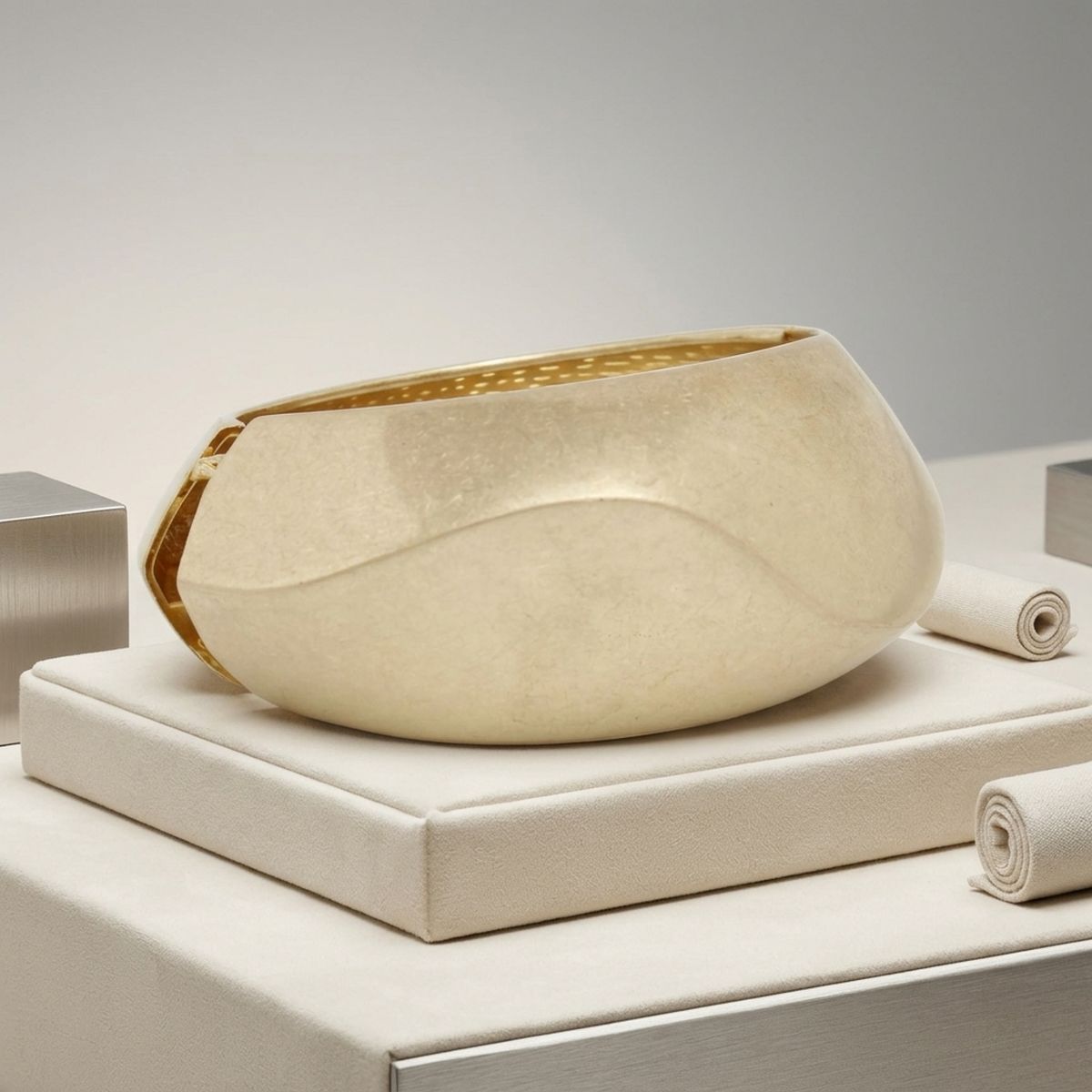Bangle Matte Gold Chunky Sculptural Bracelet