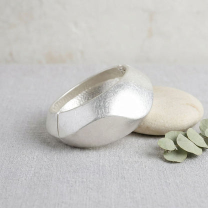 Bangle Matte Silver Chunky Sculptural Bracelet