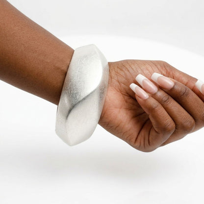 Bangle Matte Silver Chunky Sculptural Bracelet
