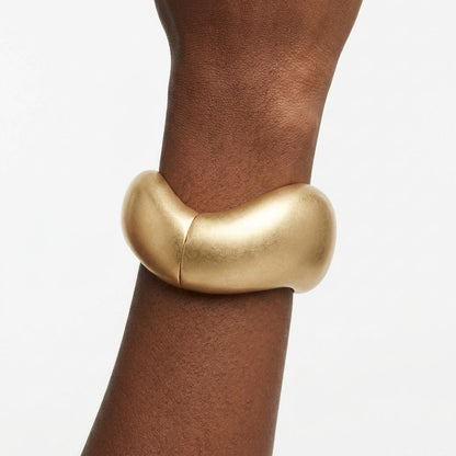 Bangle Matte Gold Metal Wavy Chunky Bracelet
