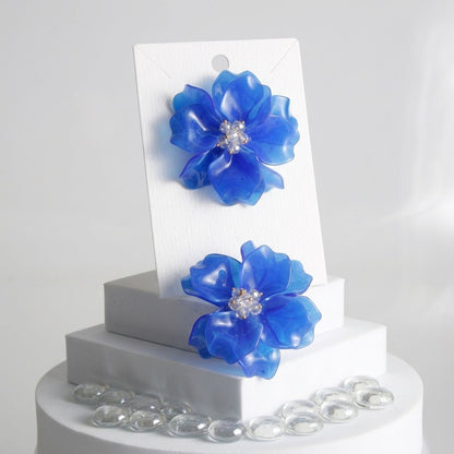 Oversized Blue Acrylic Petal Flower Stud Earrings