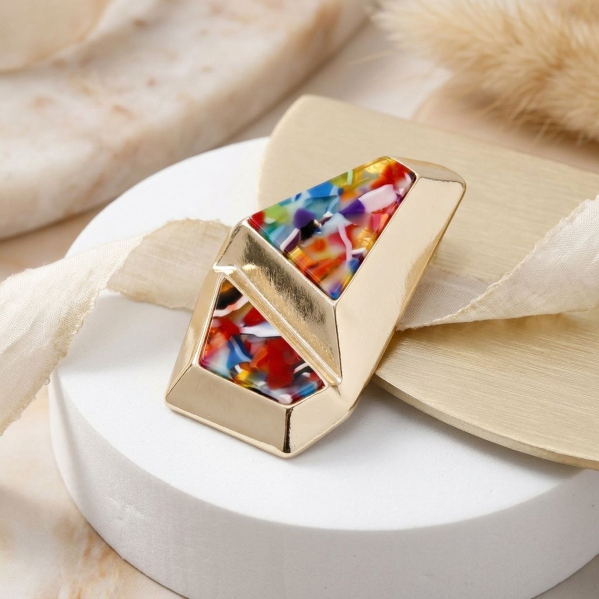 Stud Abstract Multicolor Mosaic Terrazzo Earrings